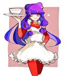  apron bowl chinese_clothes double_bun kei_(42195km) long_hair purple_eyes purple_hair ranma_1/2 shampoo_(ranma_1/2) solo 