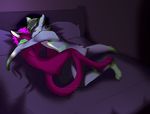  angiewolf anthro canine cat duo eyes_closed feline fur green_nose grey_fur lying male mammal purple_fur sleeping smile 