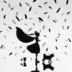  aimaina bad_id bad_pixiv_id demon_tail dog dress feathered_wings feathers grey_background harada_miyuki hatsune_miku kimi_mo_warui_hito_de_yokatta_(vocaloid) long_hair monochrome reflection shadow silhouette tail vocaloid wings 