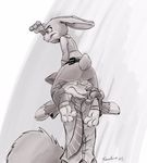  2017 3_toes 4_fingers anthro belt belt_pouch bulletproof_vest canine carrying claws clothed clothing disney duo female fox fully_clothed fur gloves_(marking) judy_hopps lagomorph leg_grab long_ears looking_aside male mammal markings necktie nick_wilde pants police_uniform rabbit shirt standing teaselbone toes uniform zootopia 