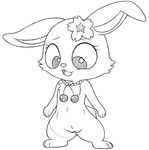  black_and_white chest_tuft eyelashes female feral flower food fruit fur gem jewelpet jewelry lagomorph mammal monochrome necklace open_mouth plant pussy pussy_juice rabbit rawrunes ruby_(jewelpet) sanrio simple_background solo tuft white_background 