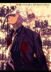  bleeding blood blood_splatter copyright_name dark_skin dark_skinned_male dying english formal gundam gundam_tekketsu_no_orphans injury ishida_kaname jacket long_sleeves necktie orga_itsuka sad_smile short_hair spoilers sweat white_hair yellow_eyes 