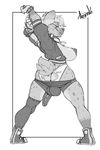  african_wild_dog anthro areola argento armpit_hair big_breasts boon_(boonhd) bracelet breasts bulge butt canine clothing collar dickgirl hybrid hyena intersex jewelry legwear mammal monochrome panties penis solo stretching torn_clothing underwear 
