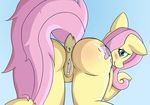  2017 animal_genitalia animal_pussy anus blush butt cutie_mark dock equine female feral fluttershy_(mlp) friendship_is_magic horse looking_at_viewer mammal my_little_pony pony presenting pussy raised_tail rear_view solo someindecentfellow 