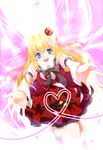  1girl blonde_hair blue_eyes blush breasts collet_brunel crown frills long_hair open_mouth ribbon skirt tales_of_(series) tales_of_symphonia wings 
