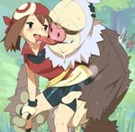  2equal8 bandana bestiality bike_shorts blue_eyes blue_sky blush breasts brown_hair clothed_sex covered_nipples creature day fang gen_3_pokemon girl_on_top gloves half-closed_eyes hand_on_another's_head hand_on_own_knee hands haruka_(pokemon) heavy_breathing hips humping leg_grab licking nose open_mouth outdoors pokemon pokemon_(creature) pokemon_(game) pokemon_rse pussy_juice pussy_juice_trail saliva saliva_trail sex short_hair short_sleeves sky slaking small_breasts smile sweat tongue tongue_out tree wristband 