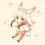  :d bird_tail blush brown_eyes brown_footwear buttons chibi drawstring floral_background frilled_sleeves frills full_body gradient_hair head_wings japanese_crested_ibis_(kemono_friends) jitome kemono_friends konno_(pixiv_23416142) loafers long_sleeves looking_at_viewer medium_hair multicolored_hair no_nose open_mouth pantyhose pink_background pleated_skirt red_hair red_legwear red_skirt shirt shoes sidelocks simple_background skirt sleeves_past_wrists smile solo streaked_hair tail two-tone_hair white_hair white_shirt wide_sleeves wings 