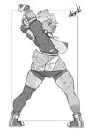  african_wild_dog anthro areola argento armpit_hair big_breasts boon_(boonhd) bracelet breasts butt canine clothing collar female hybrid hyena jewelry legwear mammal monochrome panties solo stretching torn_clothing underwear 