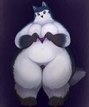  2017 anthro breasts canine clothing featureless_breasts female fur lonbluewolf mammal navel overweight overweight_female panties pussy solo underwear wolf 