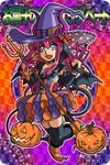  asymmetrical_horns blue_eyes corset dragon_tail elizabeth_bathory_(fate) elizabeth_bathory_(fate)_(all) elizabeth_bathory_(halloween)_(fate) fate/extra fate/extra_ccc fate/grand_order fate_(series) halloween halloween_costume hat horns idol long_hair looking_at_viewer open_mouth parody pink_hair plaid plaid_skirt pointy_ears pumpkin reki_00 shinrabanshou skirt smile solo style_parody tail thighhighs witch_hat 