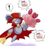  ! afterimage animal_ears cake cape colored_sclera daroach food hat kirby kirby_(series) kirby_squeak_squad lowres mouse_ears rayman_limbs red_cape red_hat shiwashiwa_no_kinchakubukuru star_(symbol) sweatdrop triple_star yellow_sclera 