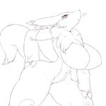 &lt;3 2016 anthro armpits bedroom_eyes big_breasts black_sclera blue_eyes blush breasts bridal_gauntlets butt butt_grab canine chest_tuft claws clothing digimon digital_media_(artwork) dipstick_ears dipstick_tail fdokkaku featureless_breasts female fox front_view fur half-closed_eyes hand_on_butt hi_res japanese_text looking_at_viewer mammal mane markings mostly_nude multicolored_tail navel open_mouth portrait renamon seductive simple_background small_waist smile solo text thick_thighs thigh_grab three-quarter_portrait tuft voluptuous white_fur wide_hips 