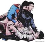  3boys ass bara batman batman_(series) blush cum dc_comics double_anal double_penetration glasses male_focus multiple_boys muscle penetration sex superman superman_(series) sweat tagme threesome torn_clothes yaoi 