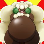  belly big_belly chinchira_(pixiv13404505) looking_at_viewer navel nintendo one_eye_closed open_mouth pok&eacute;mon solo standing video_games whimsicott wink 