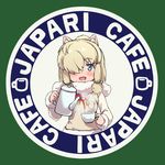  alpaca_ears alpaca_suri_(kemono_friends) animal_ears bangs beige_vest blonde_hair blue_eyes blush breast_pocket breasts cafe commentary_request cup duplicate english eyebrows_visible_through_hair fur-trimmed_sleeves fur_collar fur_trim green_background hair_over_one_eye hair_ribbon highres holding holding_cup jpeg_artifacts karahai_(31448823) kemono_friends long_sleeves looking_at_viewer neck_ribbon open_mouth pocket red_ribbon ribbon shirt short_hair sidelocks simple_background small_breasts smile solo steam swept_bangs tea teacup teapot text_focus tress_ribbon vest white_shirt 