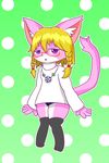  artist_request blonde_hair cat furry glasses purple_eyes short_hair stocking 