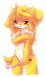  blonde_hair breasts breasts_covering dog furry long_hair pubic_hair wa_hito_uppe yellow_eyes 