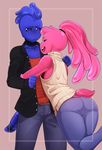  alien ambiguous_gender clothed clothing duo goo hug iwbitu male open_mouth smile standing 