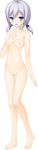  absurdres barefoot breasts censored chiko_(world_election) collar full_body highres looking_at_viewer mikagami_mamizu mosaic_censoring official_art pussy short_hair short_twintails silver_hair small_breasts solo transparent_background twintails world_election 