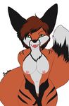  anthro bourbon._(artist) breasts canine featureless_crotch female fox looking_at_viewer mammal nipples nude open_mouth smile solo wide_hips 
