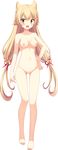  absurdres ass_visible_through_thighs barefoot bell blonde_hair blush breasts fangs full_body hair_bell hair_flaps hair_ornament hand_on_hip highres ikegami_akane long_hair looking_at_viewer low-tied_long_hair medium_breasts navel nipples no_pussy nude open_mouth solo surprised tamano_yui transparent_background very_long_hair yome_sagashi_ga_hakadori_sugite_yabai. 
