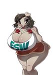  alpha_channel anthro big_breasts breasts brown_hair chochi cleavage clothed clothing eyelashes female grin hair hairclip huge_breasts lipstick makeup mammal pig porcine smile solo 