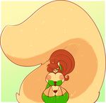  areola arm_warmers big_breasts big_nipples big_tail breasts clothing female gradient_background green_eyes hair huge_breasts legwear long_hair mammal navel nipples pink_nipples pink_nose ponytail red_hair rodent simple_background socks solo squirrel tehbuttercookie wide_hips 