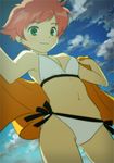  breasts green_eyes kumatora lowres mother_(game) mother_3 pink_hair senntakuya short_hair small_breasts smile solo swimsuit 