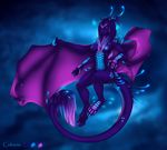  2015 anthro armpits breasts dragon female glowing hair horn looking_at_viewer membranous_wings navel nipples nude purple_eyes scalie selianth solo wings 
