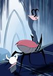  ambiguous_gender anthro arthropod blush character_request detailed_background duo female feral hollow_knight insect protagonist_(hollow_knight) queblock restricted_palette size_difference standing 