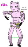  2017 abs animal_humanoid balls cat_humanoid clothing cpt_kittyhawk_(artist) feline gloves humanoid jojo&#039;s_bizarre_adventure killer_queen male mammal mostly_nude penis pink_body simple_background solo stand_(jjba) white_background 