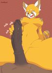  aggressive_retsuko amber_eyes anthro balls big_penis breasts eyelashes faceless_male female handjob licking licking_lips male male/female mammal medial_ring nipples nomnoms_(artist) nude penis pussy red_panda retsuko sanrio sex sound_effects tongue tongue_out vein 