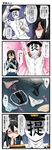  1boy 4koma admiral_(kantai_collection) animal_print arms_up aruva black_panties blue_eyes blush bow bow_panties brown_panties cat_panties cat_print check_translation comic commentary_request glasses gloves hair_between_eyes hairband hat highres hip_vent kantai_collection long_hair long_sleeves military military_hat military_uniform naval_uniform ooyodo_(kantai_collection) open_mouth panties panties_removed peaked_cap pink_panties print_panties school_uniform semi-rimless_eyewear serafuku speech_bubble striped striped_panties translation_request underwear uniform white_gloves white_panties 