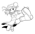  boots bracelet bun_cover chun-li clenched_hand double_bun fighting_stance full_body greyscale jewelry kicking mary_cagle monochrome puffy_short_sleeves puffy_sleeves short_sleeves solo spiked_bracelet spikes street_fighter street_fighter_ii_(series) 