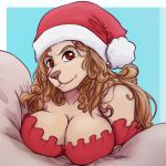  1girl bare_shoulders breasts cleavage hat large_breasts long_hai one_piece santa_hat smile wanda_(one_piece) 