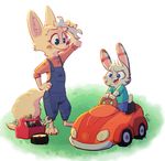  anthro arctic_fox bandage canine clothed clothing colored dirty disney duo female fox fuel_(artist) fur hi_res jack_savage lagomorph male mammal overalls rabbit signature simple_background skye_(zootopia) toolbox tools toy white_background wrench young zootopia 