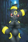  anthro breasts choker crossed_arms eeveelution featureless_breasts featureless_crotch female looking_at_viewer mammal markings mega_stone moon nintendo nude pok&eacute;mon solo tree umbreon video_games zinzoa 