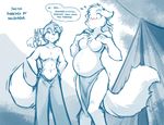  2017 abs anthro armpits belly big_belly blush breasts canine clothed clothing covering_face dialogue edit female feral fluffy fluffy_tail fur gender_transformation hair keidran kick loincloth looking_down male mammal monochrome mrs_nibbly_(twokinds) navel pants pregnant rodent simple_background smile smirk speech_bubble squirrel surprise sythe_(twokinds) tent text tom_fischbach topless transformation tuft twokinds white_background wolf zen_(twokinds)pregnant 