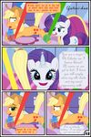  applejack_(mlp) blonde_hair blue_eyes comic earth_pony equine female feral friendship_is_magic green_eyes gutovi-kun hair horn horse licking licking_lips mammal my_little_pony pony purple_hair rarity_(mlp) tongue tongue_out unicorn 