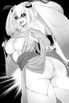  :d antennae ass black_sclera blush borrowed_character breasts clothes_lift fewer_digits greyscale hand_on_own_cheek highres insect_girl iwbitu-sa japanese_clothes kimono kimono_lift large_breasts lifted_by_self looking_at_viewer mashiro_(solopipb) monochrome monster_girl moth_girl moth_wings multiple_arms naughty_face nipples no_bra no_panties open_clothes open_kimono open_mouth original pussy sash short_hair smile solo tongue wings 