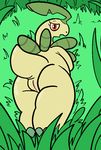  bayleef detailed_background female flora_fauna grass nintendo open_mouth plant pok&eacute;mon pussy rear_view red_eyes solo trout_(artist) video_games 