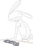  anthro blush buckteeth cain_(weaver) clothed clothing fan_character fur lagomorph male mammal masturbation partially_clothed photo rabbit shaking simple_background solo sweat table teeth the_weaver trembling underwear white_background 