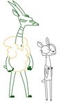  ambiguous_gender antelope anthro antlers cervine deer disney duo eyewear fan_character glasses hooves horn male mammal simple_background size_difference sweat the_weaver the_weaver_(character) white_background zootopia 
