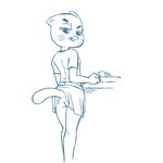  2017 anthro blue_and_white butt cartoon_network cat clothed clothing feline female half-closed_eyes knife looking_at_viewer looking_back mammal monochrome nicole_watterson plagueofgripes rear_view simple_background solo the_amazing_world_of_gumball upskirt white_background 