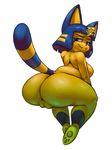  2017 alpha_channel animal_crossing ankha anthro areola bedroom_eyes big_butt black_eyes black_nose blue_fur blue_hair breasts butt cat egyptian eyelashes fangs feet feline female fur hair half-closed_eyes headdress looking_at_viewer looking_back mammal multicolored_fur naughty_face nintendo nude pawpads plump_labia presenting presenting_hindquarters pussy raised_tail rear_view seductive short_stack side_boob simple_background slightly_chubby smile solo striped_tail stripes teckworks thick_thighs transparent_background video_games yellow_fur 