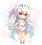  :d blush bridal_gauntlets chibi commentary_request dress flower_knight_girl full_body hits long_hair open_mouth ponytail sakura_neko sandals shirotaegiku_(flower_knight_girl) signature smile solo twitter_username very_long_hair white_dress white_hair yellow_eyes 