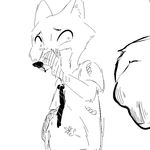  anthro black_and_white blood canine clothed clothing disney fox mammal monochrome nick_wilde replytoanons violence zootopia 