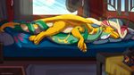  2016 4_toes ambiguous/ambiguous ambiguous_gender bed bedroom blue_sky claws cuddling day detailed_background digital_media_(artwork) dragon entwined_tails eyes_closed feral hi_res horn inside kicks lying male male/ambiguous membranous_wings milotic nintendo on_bed pok&eacute;mon serperior side_view sky sleeping sonsasu toe_claws toes video_games window wings 