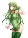  1girl breasts fire_emblem fire_emblem:_monshou_no_nazo green_boots green_eyes green_hair headband highres large_breasts long_hair paola scarf solo tamamon 