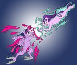  2015 absurd_res cutie_mark digital_media_(artwork) duo equine eyelashes feathered_wings feathers female feral fight friendship_is_magic fur glaring glowing hadouken hair hi_res horn horse magic mammal mane multicolored_hair my_little_pony pony psycho_crusher purple_eyes purple_feathers purple_fur simple_background starlight_glimmer_(mlp) twilight_sparkle_(mlp) unicorn vaguelycreepy winged_unicorn wings 